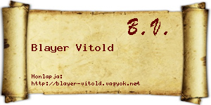 Blayer Vitold névjegykártya